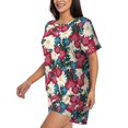 thumbnail image 3 of Womens Pajama Sets With Pocket, Beautiful flower Lounge Sets Short Sleeve Sleepwear PJ Sets for Women, 3 of 6