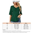 thumbnail image 2 of Camiseta de media manga con ribete de volantes para mujer, cuello en V, informal, holgada, elegante y elegante, camiseta de verano verde L, 2 of 2