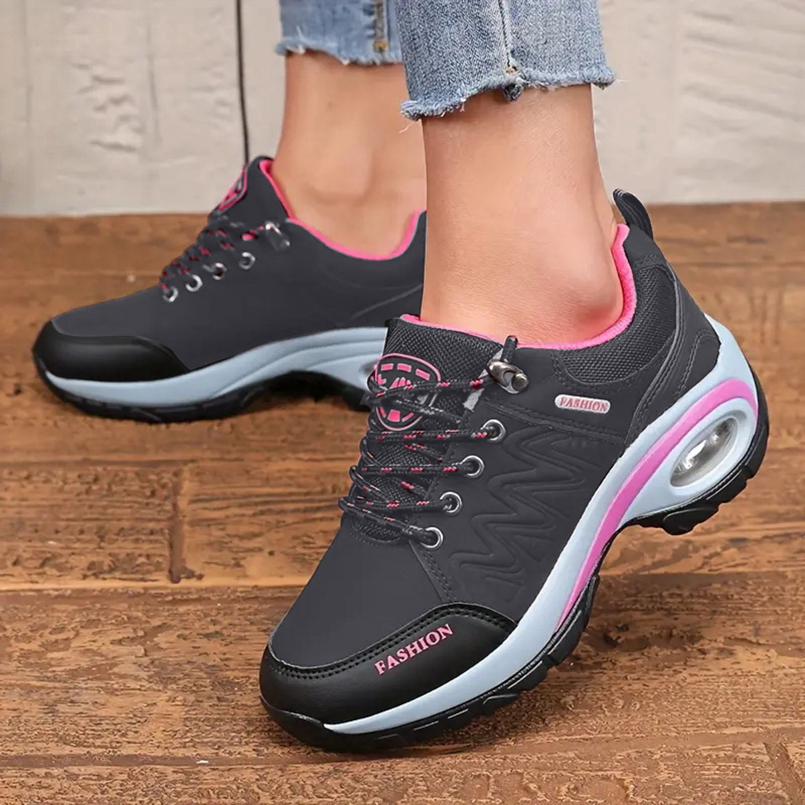 Dakaela Women's Waterproof Hiking Boots Outdoor Trekking Camping Shoes Arch Support Cushion Sneakers