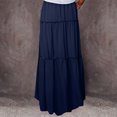 thumbnail image 5 of Tnhcen Women's Maxi Skirt Elastic Waist Drawstring Pockets Ruffle Trim Solid Color Plus Size Skirt S-2XL Casual Long Skirt for Women Beach Boho Skirt Summer Skirts, 5 of 7
