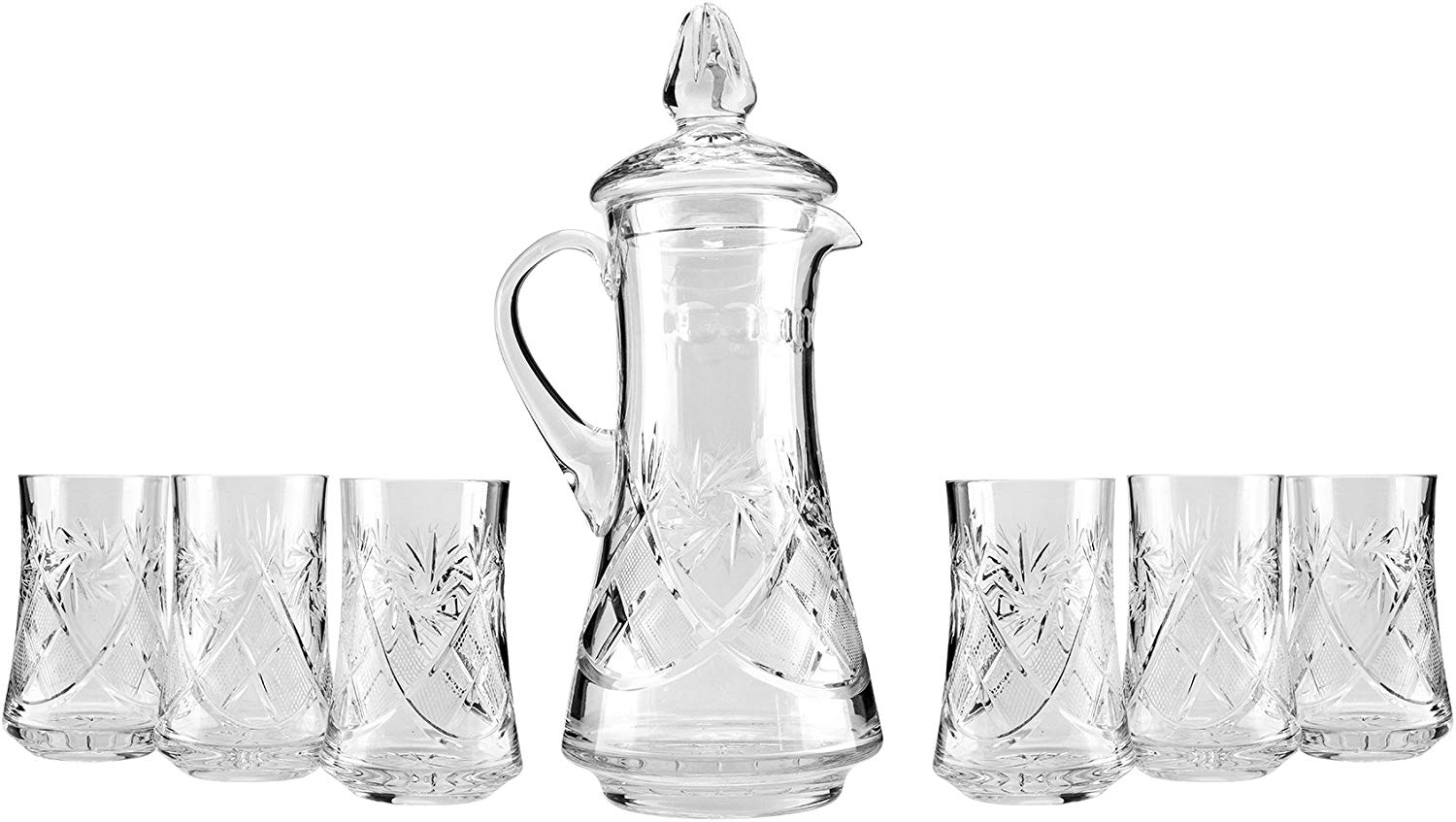 Neman, Set of 50 Oz. Crystal Pitcher and Six 7 Oz. Highball Cocktail