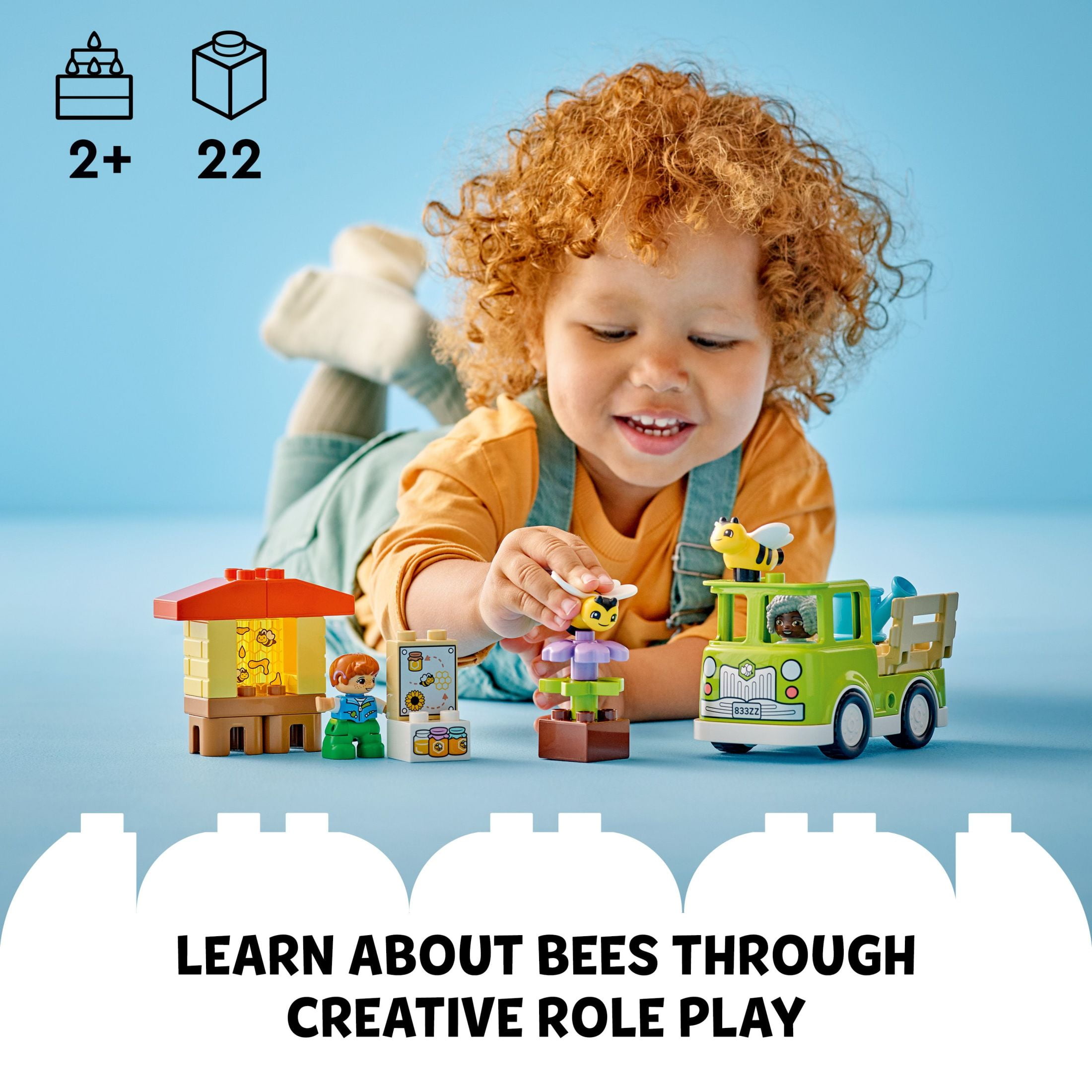 LEGO DUPLO Town Caring for Bees & Beehives Preschool Kids’ Learning Toy, 2 Figures and a Drivable Truck, STEM Toy,  Build-and-Rebuild Educational Set for Toddlers Ages 2 Years Old and Up, 10419