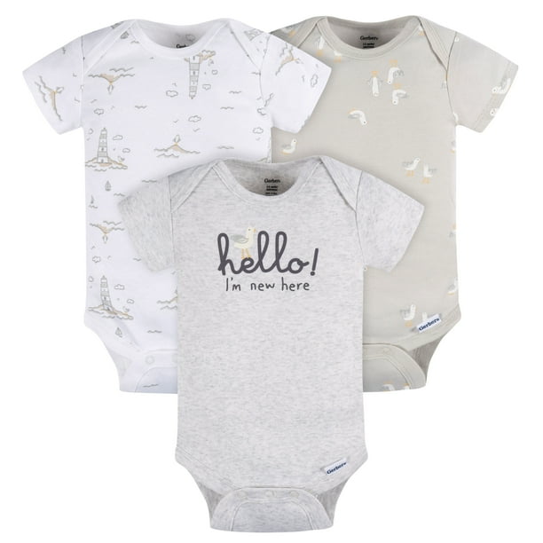 Gerber Essentials Pañalero body bebé blanco gris algodón conjunto cómodo