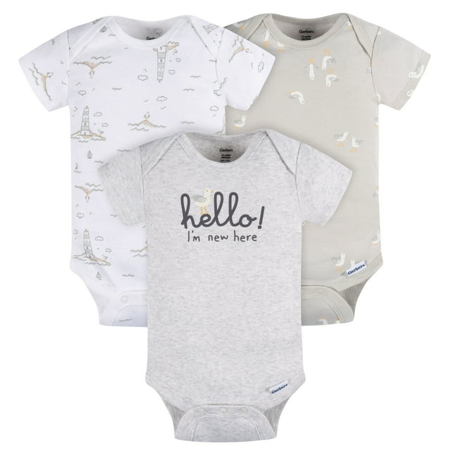 Gerber Essentials Pañalero body bebé blanco gris algodón conjunto cómodo