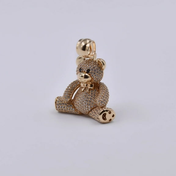 2.45Ct Lab Created Diamond Round TEDDY BEAR Unique Moving Pendant 14k Rose Gold Plated