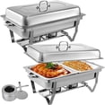 thumbnail image 1 of 1/2/3 Pcs Stainless Steel Chafing Dish Buffet Stoves Food Warmer Chafing Dish Tray Buffet Warmer 9 Quart for Wedding Party Hotel Family Half/Full Size, 1 of 9