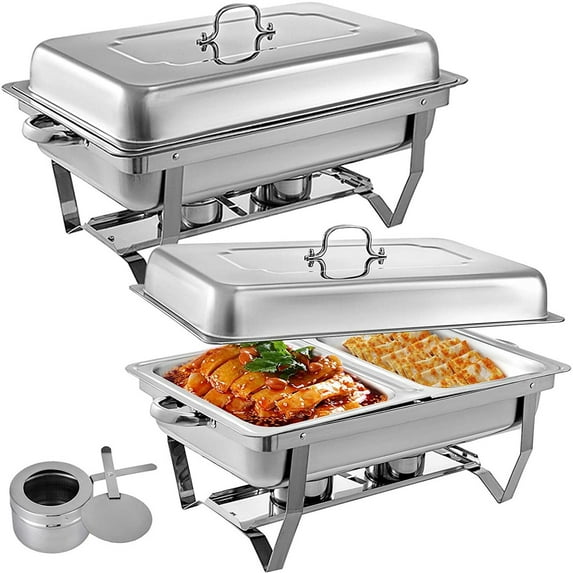 1/2/3 Pcs Stainless Steel Chafing Dish Buffet Stoves Food Warmer Chafing Dish Tray Buffet Warmer 9 Quart for Wedding Party Hotel Family Half/Full Size