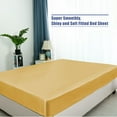 thumbnail image 3 of PiccoCasa Satin Fitted Sheet 12" Deep Pocket Bed Sheet, Twin Gloden Tone, 3 of 6