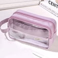 thumbnail image 2 of LYINGF Grid Mesh Pencil Case with Handle,Double Layer Clear Pencil Pouch with Zipper,Travel Makeup Bag,Small Toiletry Bag for Purse,Marker Pouch,Cosmetic Bag Office Essentials Supplies Organizer, 2 of 6
