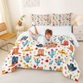 thumbnail image 3 of Homewish Western Cowboy Boots Full Size Comforter Sets,Plants Cactus Bedding Comforter Set,Brown Blue,Reversible,3-Piece,1 Comforter and 2 Pillowcases, 3 of 7