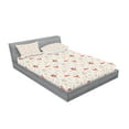 thumbnail image 2 of Ambesonne Tribal Fitted Sheet & Pillow Sham Set, Fox Bear Arrows, Queen, Salmon Amber White, 2 of 2