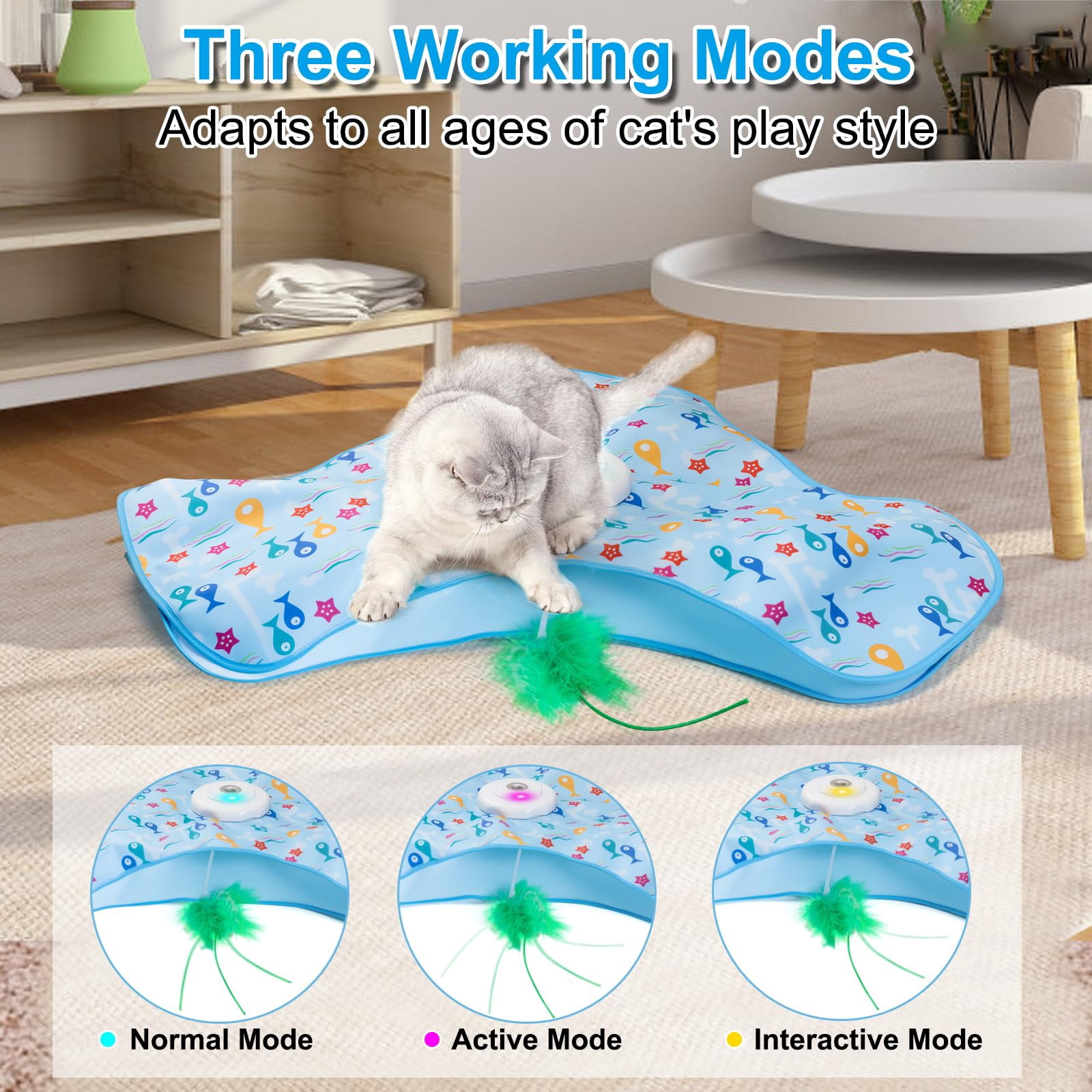 Interactive Cat Toys For Indoor Cats  Automatic And Seek Motion-activated With Moving & Animal Chirps Usb Rechargeable Electric Enrichment Bored Adult Kittens