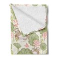thumbnail image 2 of Rubber Duck Soft Flannel Fleece Blanket, Mandarin Ducklings in Lake Flowers Lilies Vintage Print River Nature, Cozy Plush for Indoor and Outdoor Use, 50" x 60", Pink Green and White, by Ambesonne, 2 of 5