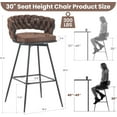 thumbnail image 4 of EYYTHUNG Modern Swivel Bar Stools Set of 6, Suede Fabric Woven Design Bar Chairs with Back Support & Footrest Height Barstools, Brown, 4 of 8