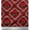 thumbnail image 1 of Soimoi Rayon Fabric Check,Leaves & Rose Floral Fabric Prints by Yard 42 Inch Wide, 1 of 3