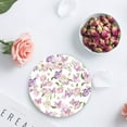 thumbnail image 4 of RYLABLUE Pink Butterfly and Rose White Set of 4 Round Coaster for Drinks, Absorbent Ceramic Stone Coasters Cup Mat with Cork Base for Home Kitchen Room Coffee Table Bar Decor, 4 of 5