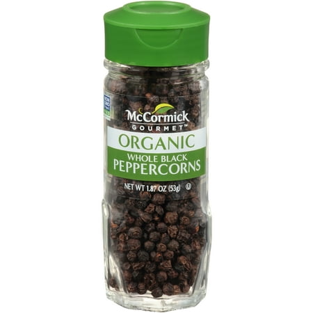 McCormick Gourmet Organic Whole Black Peppercorns, 1.87