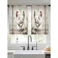thumbnail image 3 of White Chicken Rustic Semi Sheer Curtains 45 Inch Length 2 Panels Set, Vintage Floral Oil Painting Sheer Kitchen Curtain Privacy Voile Window Curtain for Living Room Bedroom Rod Pocket Drapes, 3 of 7