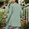 thumbnail image 4 of Long Sleeve Cardigan for Women with Pockets Solid Color Open Front Knitted Cardigan Fall Casual Loose Sweater Coat (Green M), 4 of 6