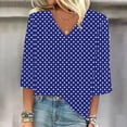 thumbnail image 2 of Holzkary 3/4 Sleeve T Shirts for Women Fashion Printed T Shirt Casual V Neck Three Quarter Sleeve Top Summer Tops Fall Fashion Blouses Beach Vacation Clothes Spring Tunic 2025 Trendy Blue 4Xl, 2 of 9