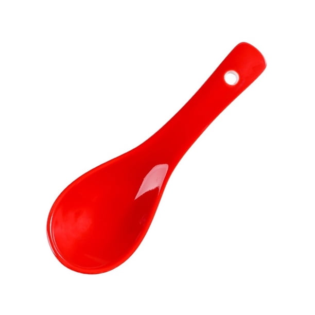 Cuchara de cerámica roja, cuchara de sopa china, cuchara de sopa de arroz, cuchara de postre, cuchara de Wonton, 6 piezas