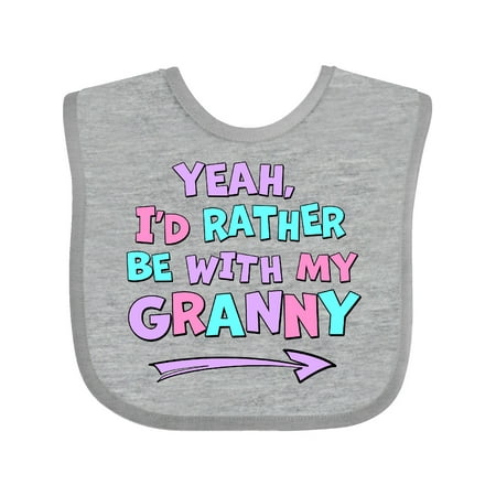 

Inktastic Yeah I d Rather be with My Granny in Pink Blue and Purple Gift Baby Boy or Baby Girl Bib