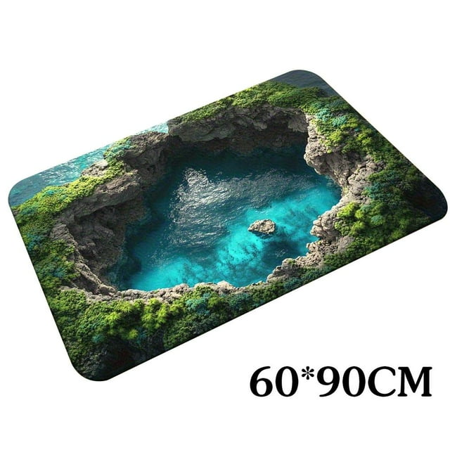 3D Stereoscopic Vision Trap Rug, Optical Illusion Hole Rug, Floor Optical Illusion Rugs Cave, Funny Anti Slip All-Weather Doormat Rugs That Looks Like a Hole for Home Office