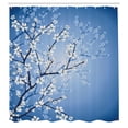 thumbnail image 3 of Ambesonne Japanese Shower Curtain, Sakura Bloom Spring Season, 69"Wx84"L, Azure Blue, 3 of 4