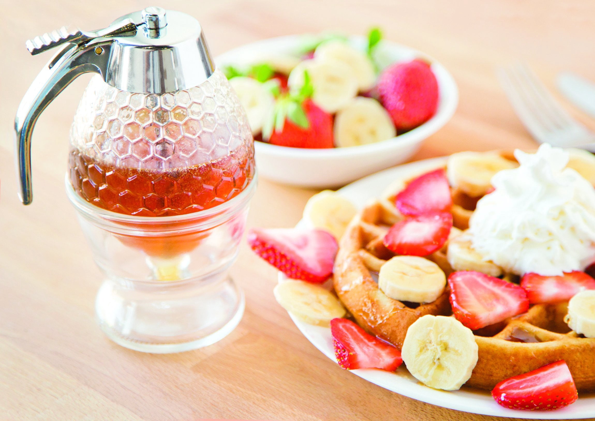 Glass Honey And Syrup Dispenser With Warming Base  Clear 3.25 X 4 6 Inches