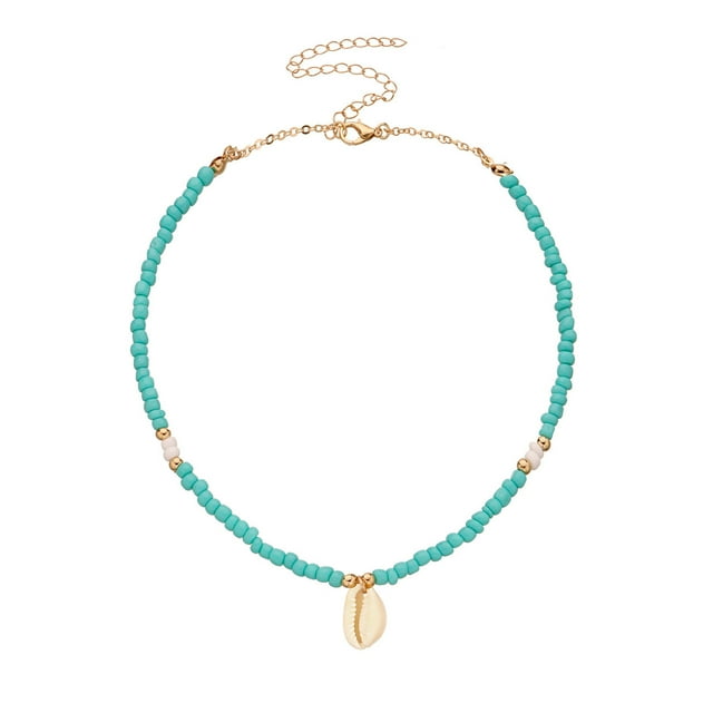 Collier Ras du Cou Perlé Fait Main Bohème Collier Ajustable Coloré Coquillage Surfeur Colliers Plage Pooka Boho Tendance Collier Été Mode Collier Initiale Perle Collier Packs de Colliers Y Collier pour