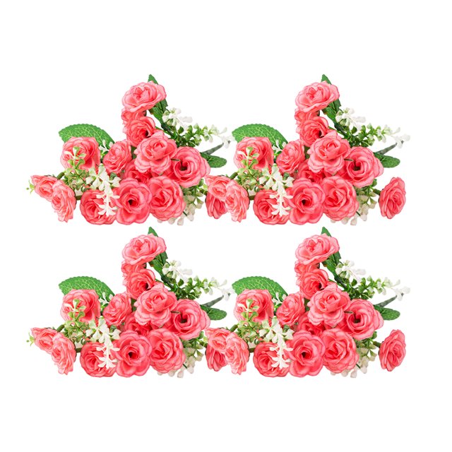 Injueey 4X flores artificiales de imitación de plantas para el hogar, accesorios multiusos para el hogar, decoraciones para festivales, Decoración Rosa