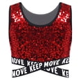 thumbnail image 2 of YiZYiF Kids Girls Shiny Sequins Dance Vests Crisscross Crop Tank Tops for Gymnastic Sports Dancing Red 8, 2 of 3