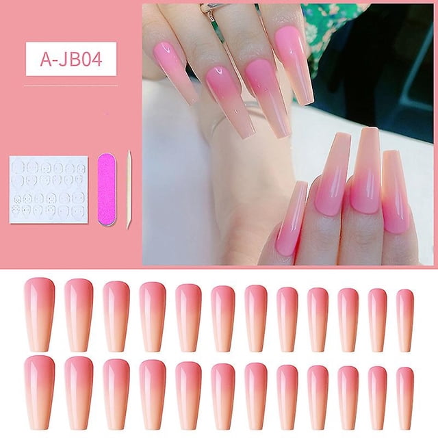 Uñas postizas HUOGUO con forma de ataúd largo con forma de bailarina