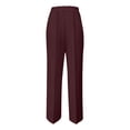 thumbnail image 5 of Dwellite Womens Dress Pants Business Casual Wide Leg Office Work Slacks Stretchy Straight High Waisted Trousers Wine XL, 5 of 6