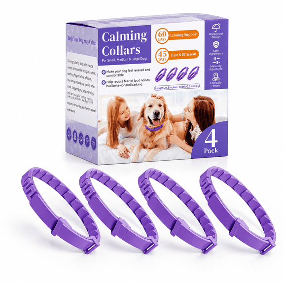 ELORIAH Calming Collar for Dogs 4 Pack - Up to 240 Days Total, 60 Days Each Pheromone Dog Collar for Anxiety and Stress Support, Waterproof Adjustable for Small Medium Large Dogs, Purple