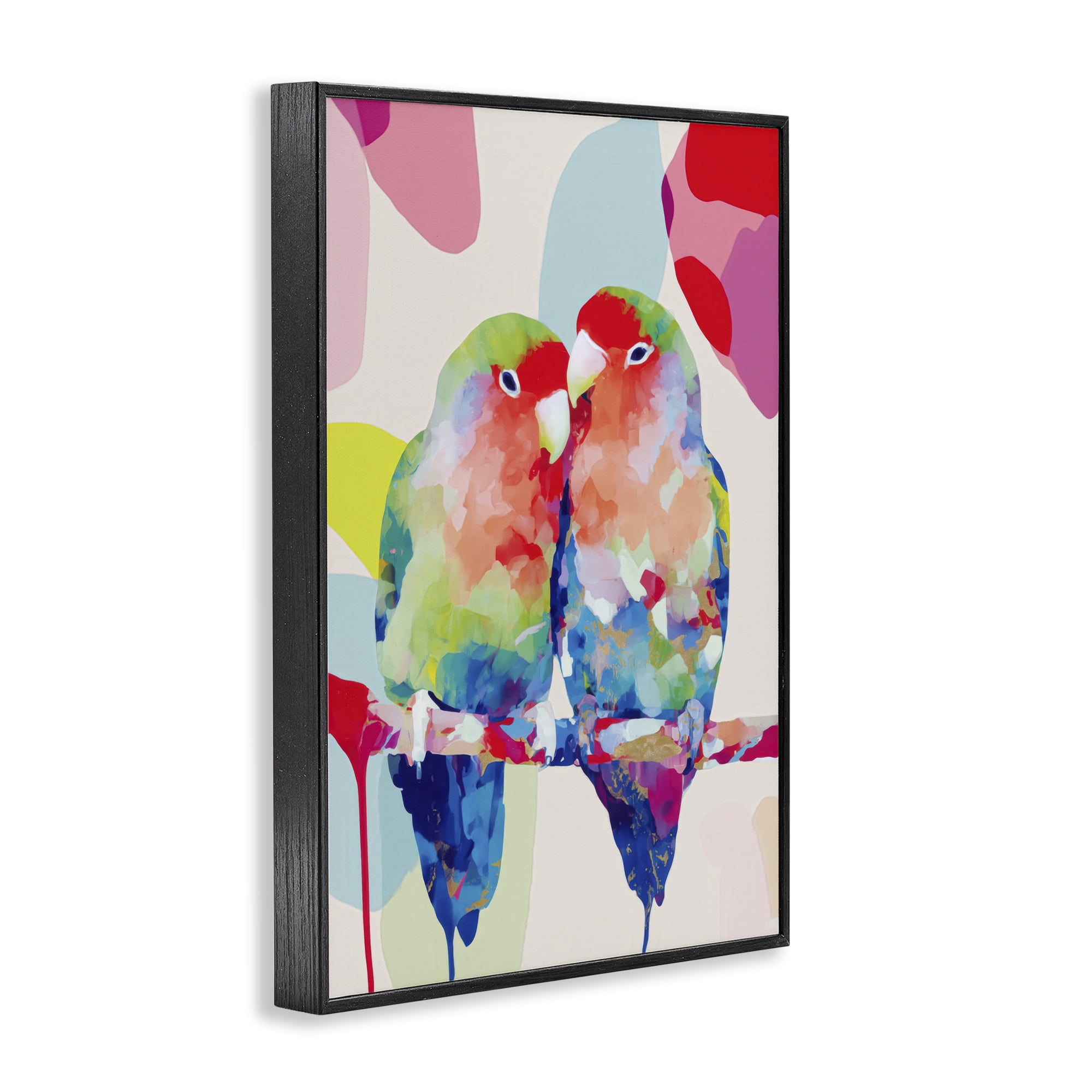 Stupell Industries Lovebirds on a Branch Black Framed Giclee Art, design by Chromatic Storm Studio