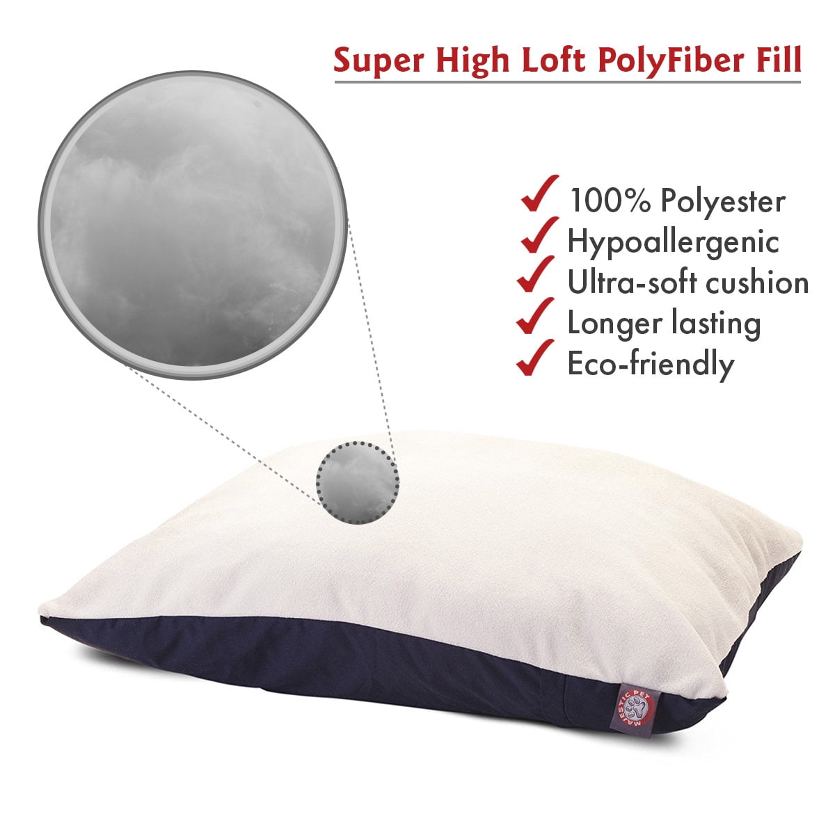 Majestic Pet Solid Color Rectangular Pillow Dog Bed Machine Washable