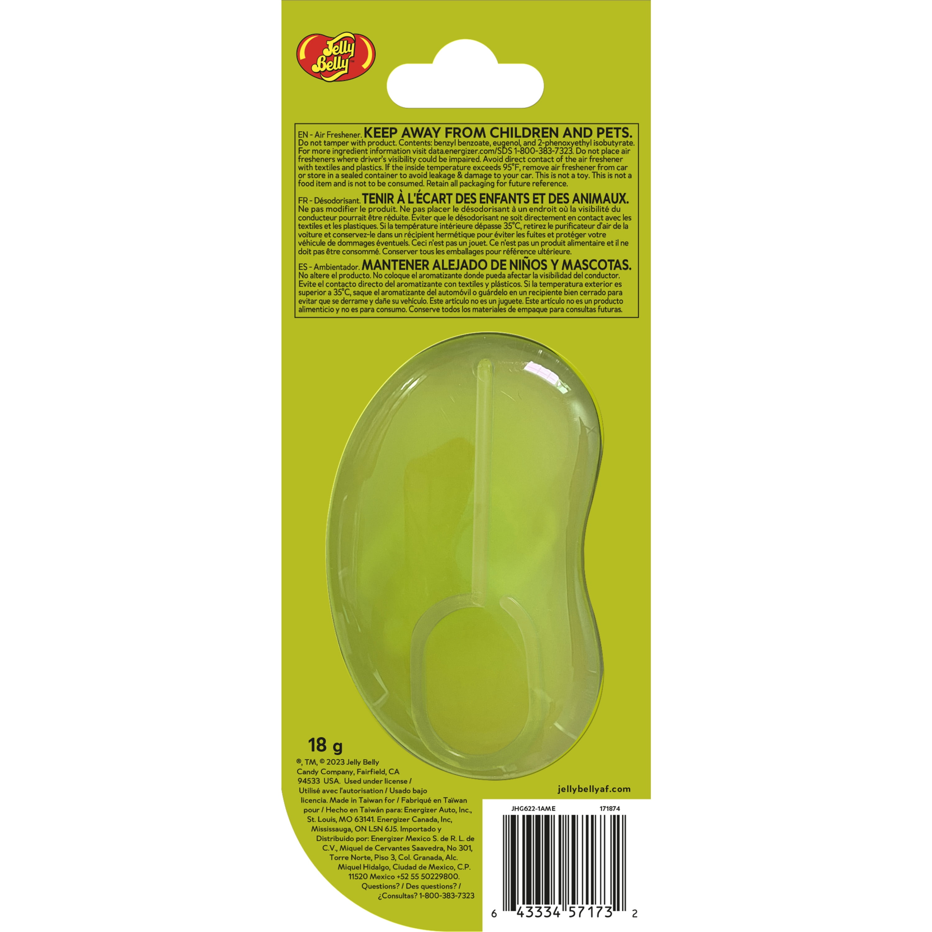 Jelly Belly Hanging Gel Car Air Freshener (Juicy Pear Scent, 1 Pack)
