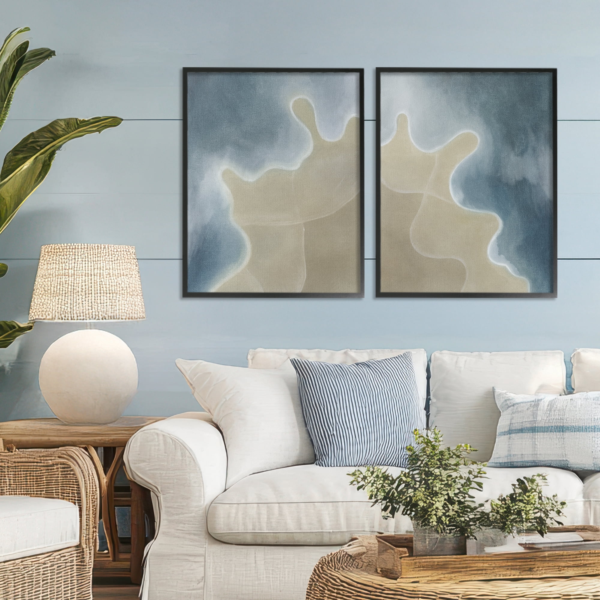 Stupell Industries Aerial Turning The Tides 2 Piece Black Framed Giclee Art Set, design by Grace Popp