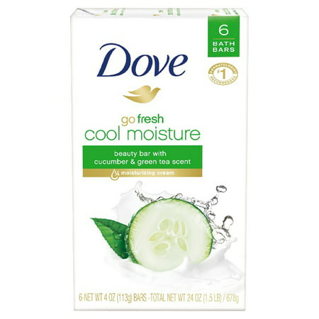 (3 pack) Dove go fresh Cucumber and Green Tea Beauty Bar, 4 oz, 6