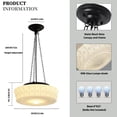 thumbnail image 3 of Large Glass Pendant Light, Vintage Flower Embossed Pattern Schoolhouse hanging Light Fixture, 3 of 9
