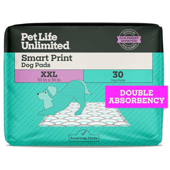 Pet Life Unlimited Smart Print Dog Pads XXL, 30" x 36", 30ct