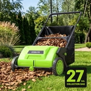 Steelite Push Lawn Sweeper,21-inch Leaf & Grass Collector, Leaf Sweeper for Lawn ,Heavy Duty Thickened Steel Durable to Use with Large 3.6 cu. ft. Mesh Collection Hopper Bag, 2 Spinning Brushes