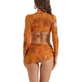 thumbnail image 3 of INSPIRE CHIC Conjuntos de bikini con halter ajustable y cordón para mujer, traje de baño de 4 piezas con cubierta X-Large Naranja, 3 of 5