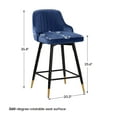 thumbnail image 7 of Swivel Bar Stool with Low Back Set of 2, 26 Inch Counter Bar Height Stool Velvet Upholstered Armless Heavy Duty Bar Chair for Kitchen Island Dining Room, Blue, 7 of 7