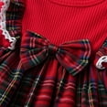 thumbnail image 3 of Baby Girl Clothes Ruffles Plaid Long Sleeve Dress with Bow Headband Fall Winter Outfit Red 18-24 Months, 3 of 6