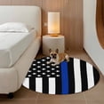 thumbnail image 3 of Blue American Flag Round Area Rug 7 FT, Non Slip Living Room Area Carpet, Black White Striped US Flag Stars Washable Soft Circular Rug Non-Shedding Floor Carpet for Bedside Office Play Room Classroom, 3 of 9