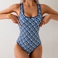 thumbnail image 2 of TTUHYWXI Women's One Piece Swimsuit Chain Print Scoop Neck Monokini Swimwear Bathing Suit (Blue, XXL), 2 of 8