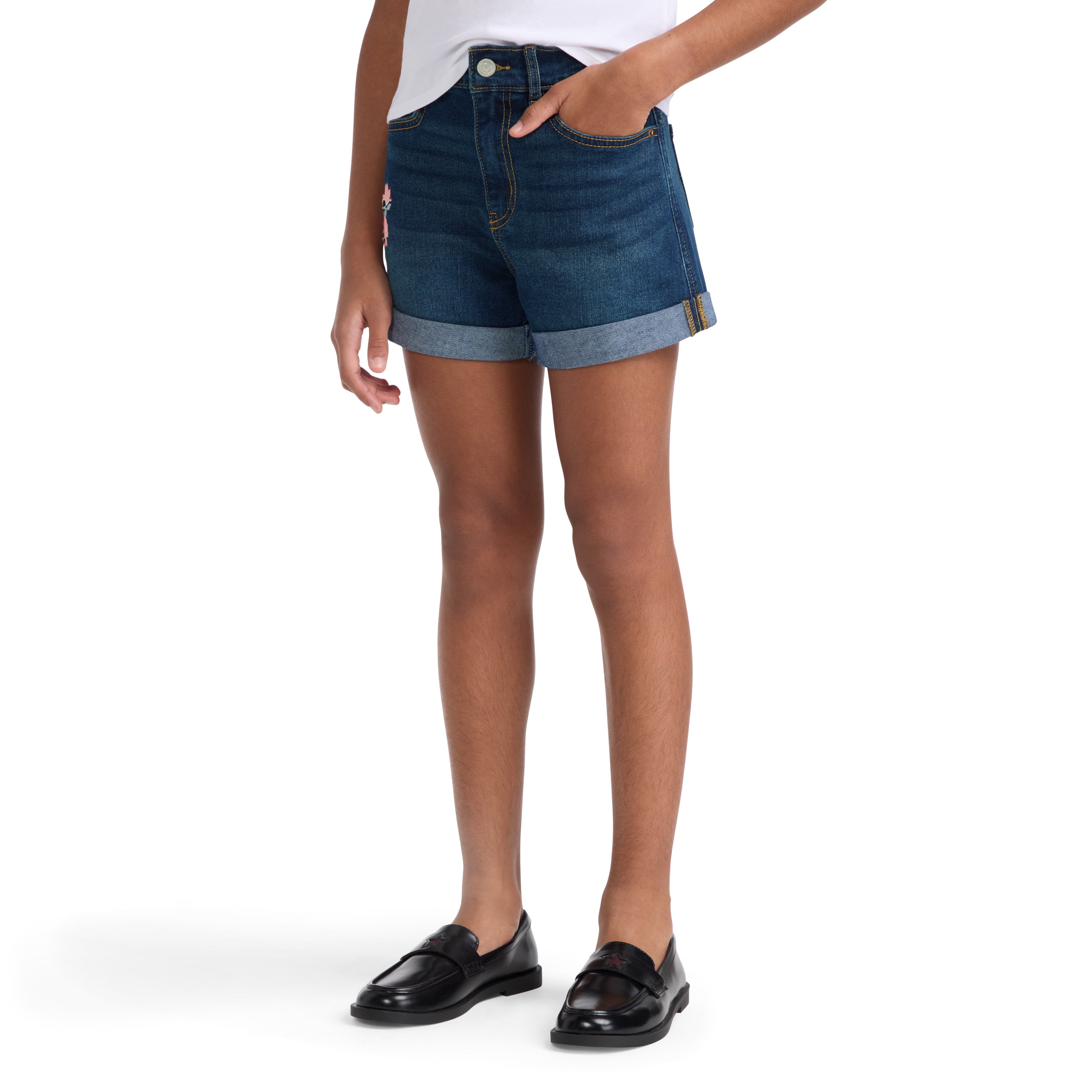 Levi Strauss Signature Girls High Rise Mom Denim Shorts, Sizes 5-18