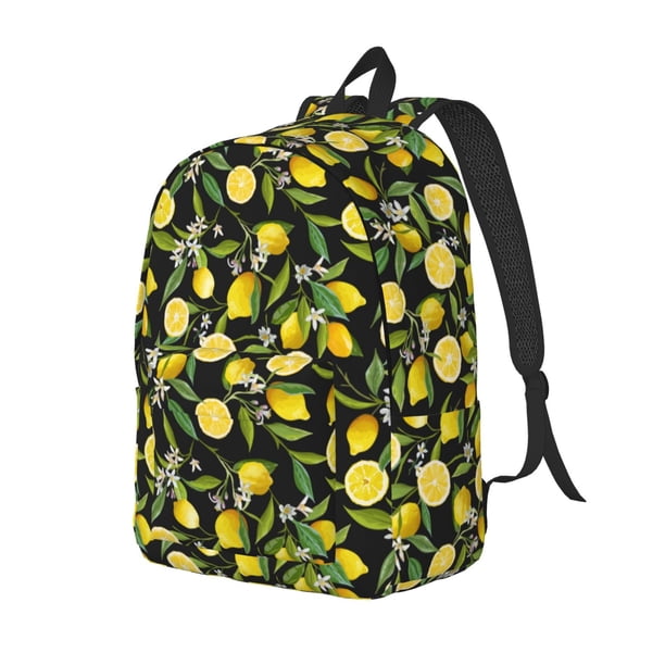 Balery Lemon Fruits Flowers Leaves Mochila Clásica Impresa Básica para Viaje, Mochila Escolar Resistente al Agua, Mochila de Lona con Correas Ajustables-Small